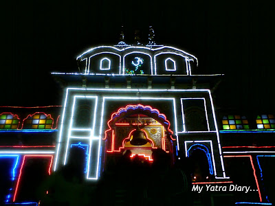 The Badrinath Temple glowing in Diwali lights in Uttarakhand