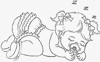desenho bebe menina dormindo com calcinha de babados para pintar