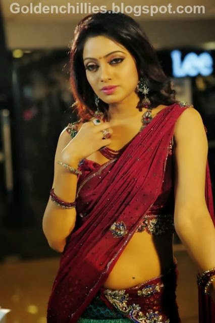 HOT telugu anchor udaya bhanu navel show in saree stills