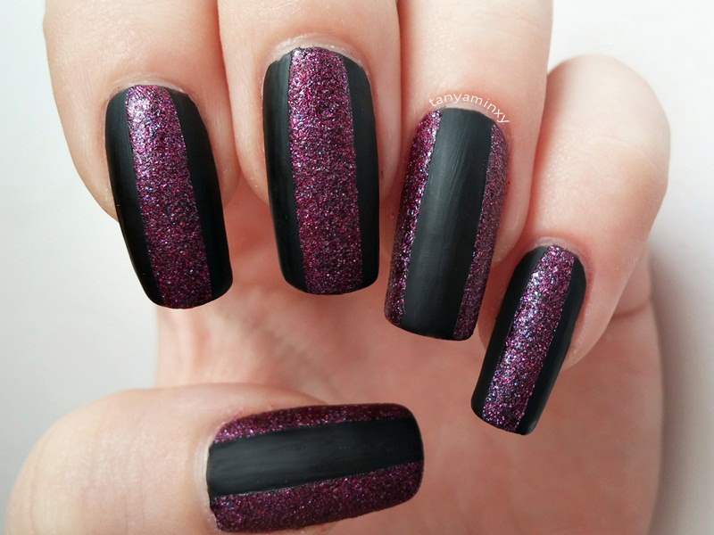 Matte and glitter nails nail art design notd manicure avon stardust radiant rose aura matte top coat