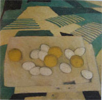 EGGS AND LEMONS ON LANDSCAPE