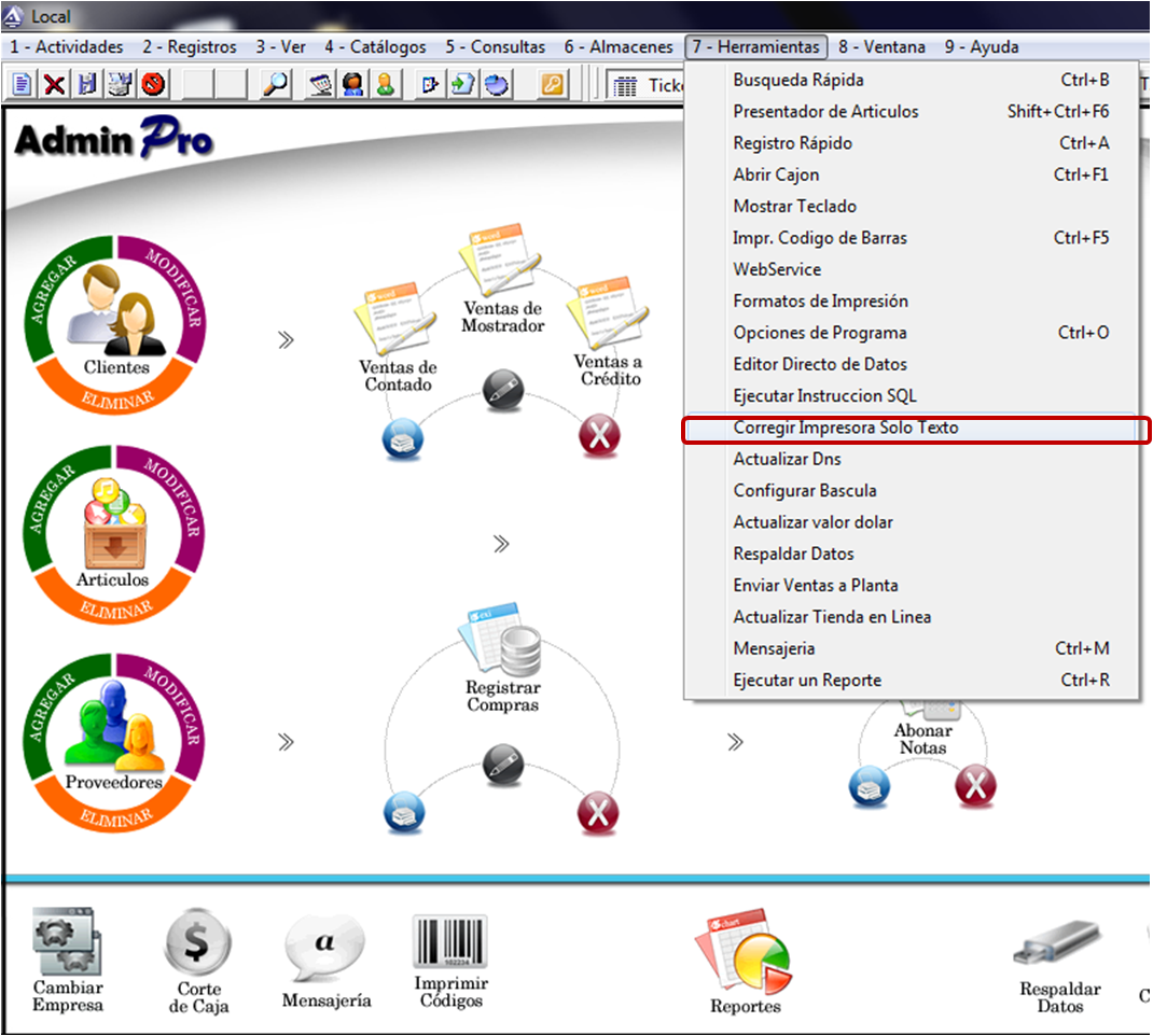corregir impresora en adminpro