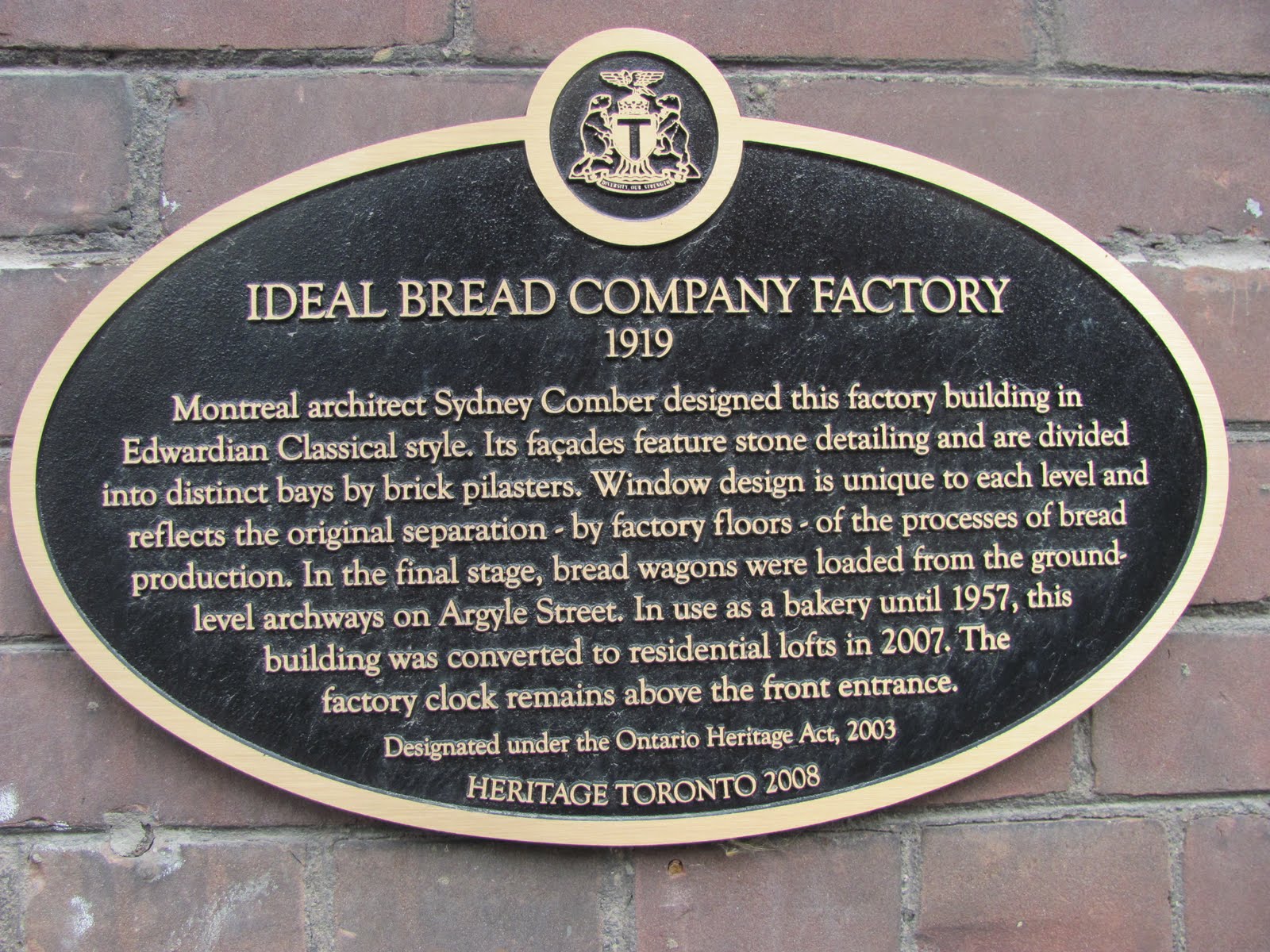 The World of Gord Historic Plaques of Toronto Ideal Bread Company