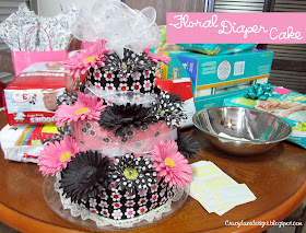 Black and pink diaper cake