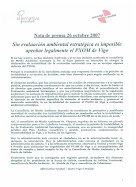 SIN EVALUACIÓN AMBIENTAL ESTRATÉGICA ES IMPOSIBLE APROBAR LEGALMENTE EL PXOM DE VIGO (ANO 2007)