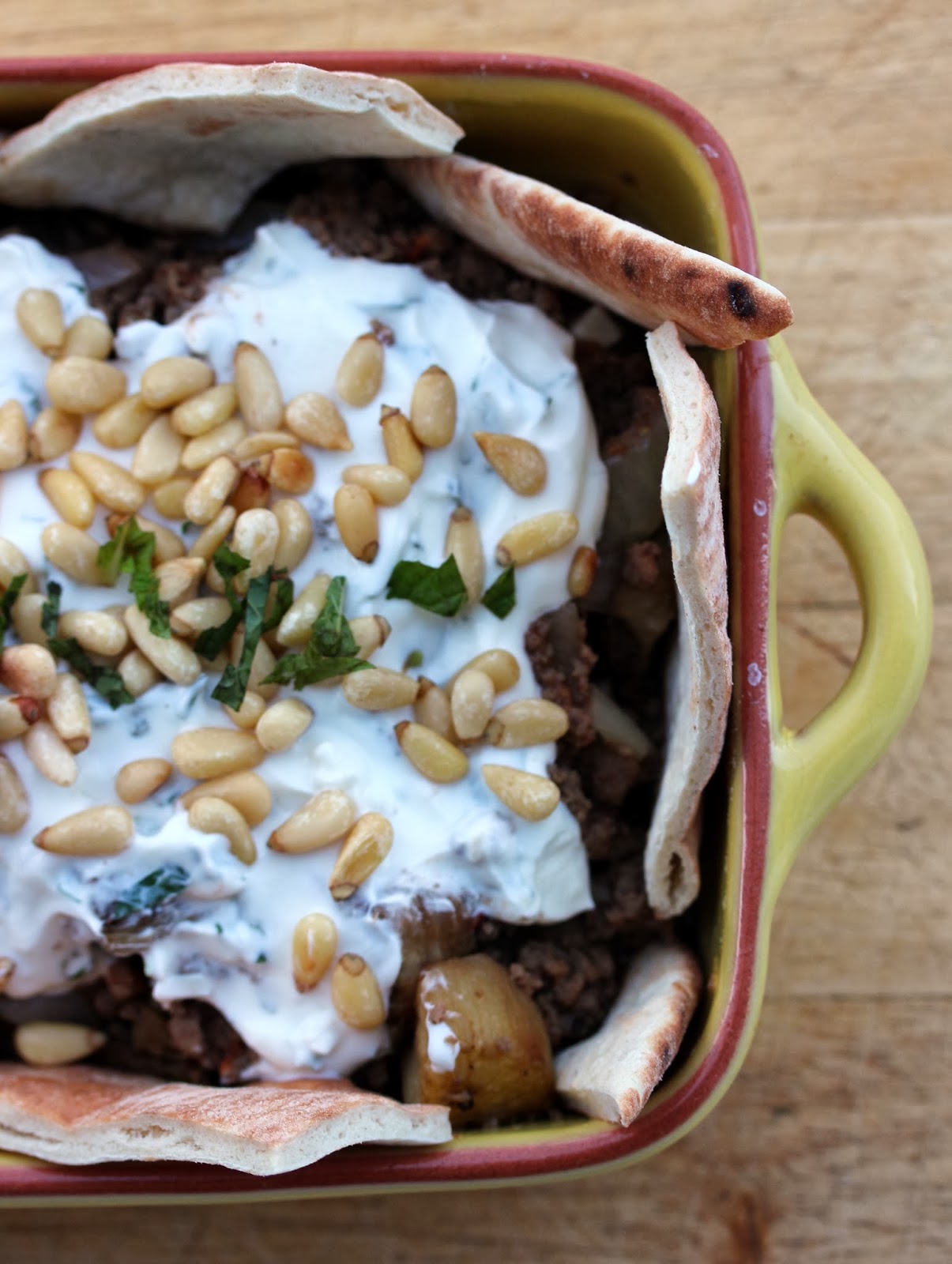 Au gré du marché Fatteh à l'agneau (ou agneau/boeuf) et à l'aubergine
