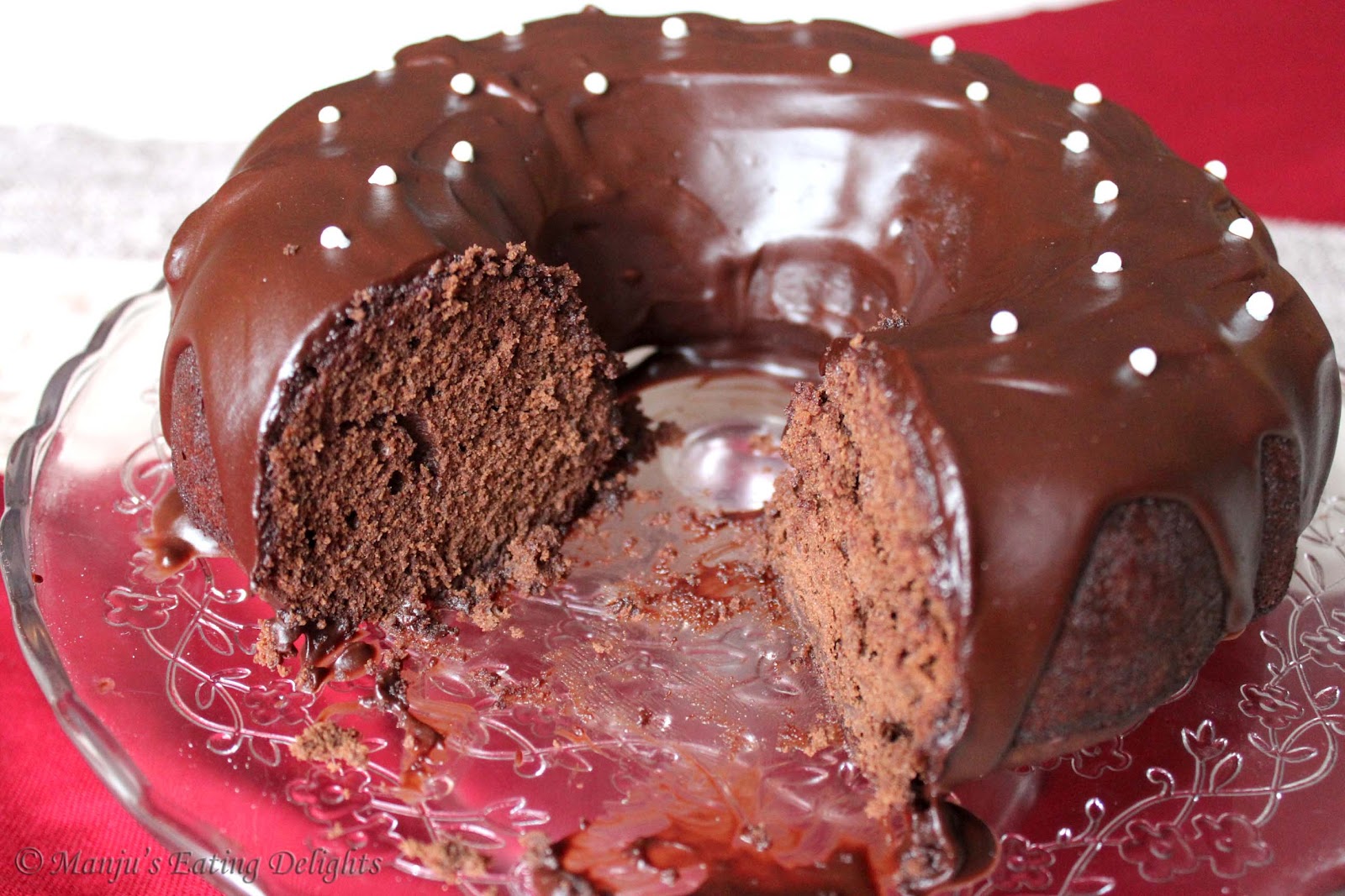 Manju's Eating Delights Devil's Food Cake...a Bundt cake