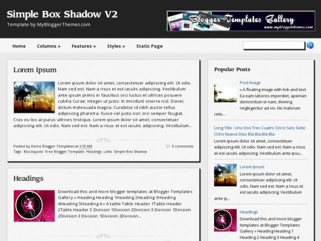 Simple Box Shadow V2 Blogger Template