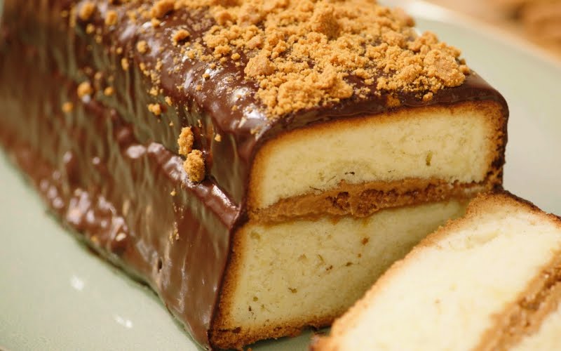 Beste Recepten 4/4 cake gevuld met speculaas en een ganache van chocolade