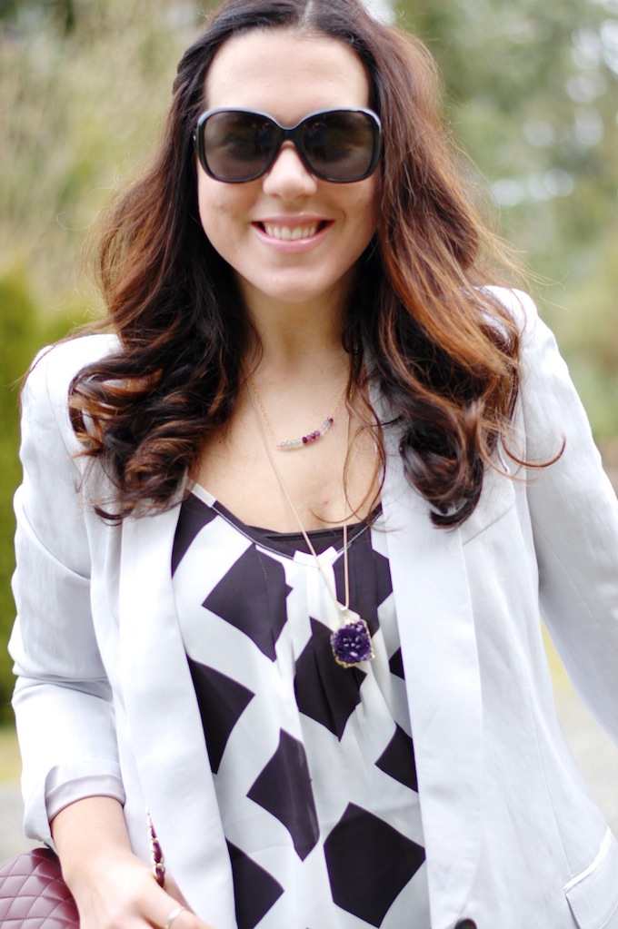 Chanel Mini flap bag burgundy Lambskin and Smythe Long Shawl Blazer by Vancouver fashion blogger Aleesha Harris of Covet and Acquire.