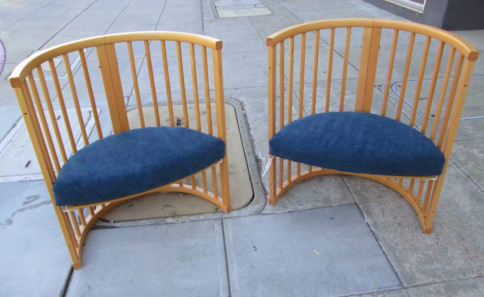 UHURU FURNITURE & COLLECTIBLES: SOLD Pair Unique Barrel Chairs - $5 / each