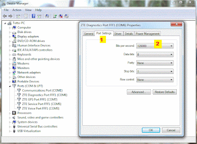 Setting Bit Per Second Port COM Smartfren