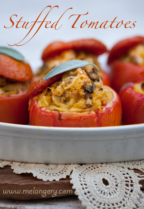 Stuffed Tomatoes with Rice & Mushrooms at Cooking Melangery