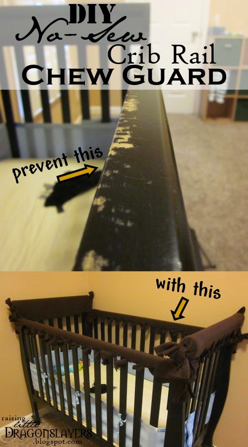 Raising Little Dragonslayers DIY (NoSew) Crib Rail Chew Guard.