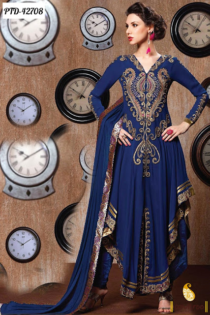 Cobalt Blue Floor Length Anarkali Salwar Suit