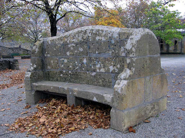 Bench, collegiate church of Neuchâtel, Switzerland