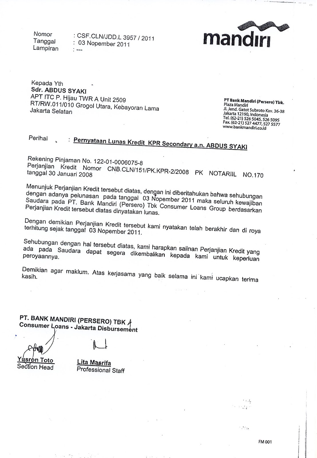 PT PERMATA SENAYAN PROPERTI Avalist September 2013