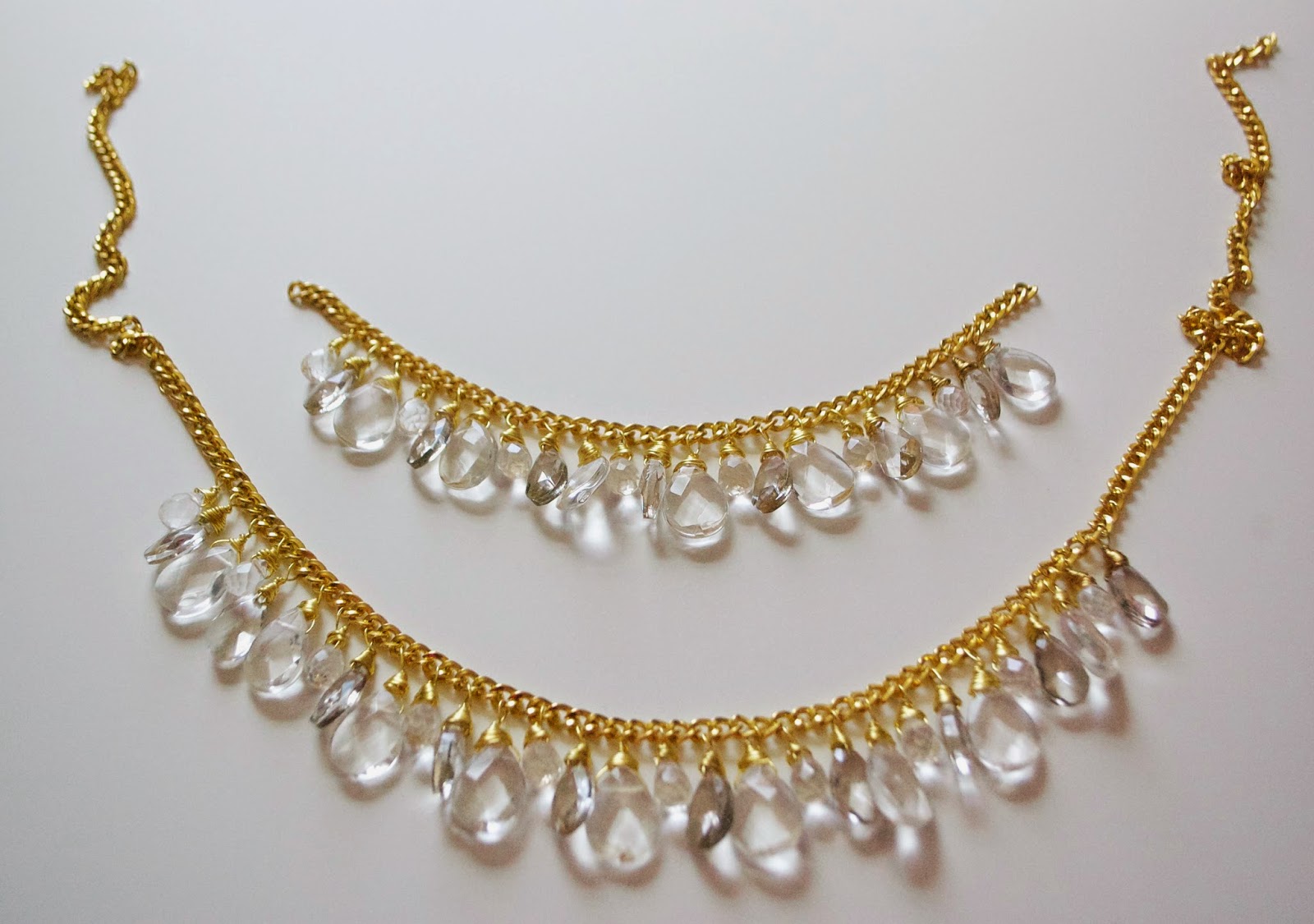 DIY Gold Crystal Drop Necklace My Girlish Whims