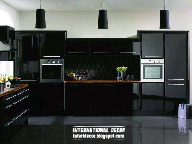Modern black kitchen designs, ideas, furniture, cabinets 2015