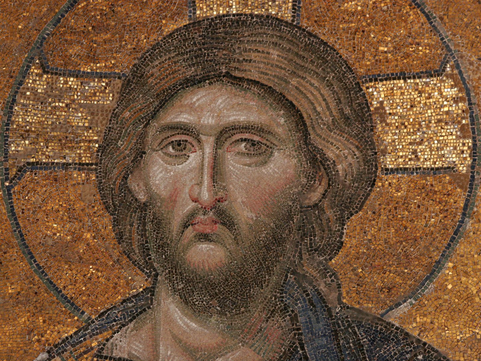 Christ, detail from the 13th Century Deesis Mosaic in St Sophia dans immagini sacre deesis-mosaic-of-christ-13th-century-hagia-sophia