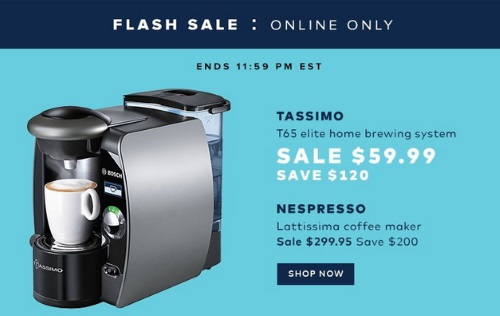 Hudson's Bay Flash Sale Tassimo & Nespresso Home Brewing Systems