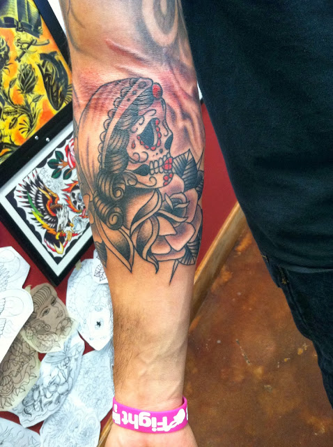 skull girl tattoo rose sugar grey dead arm meek david tattoos lane fast tucson