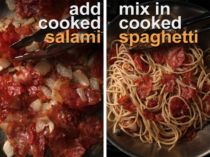 The 99 Cent Chef Salami & Spaghetti