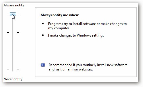 change UAC settings step 3
