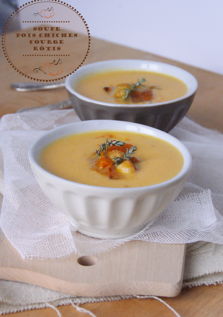 Soupe de pois chiches et courge rôtis