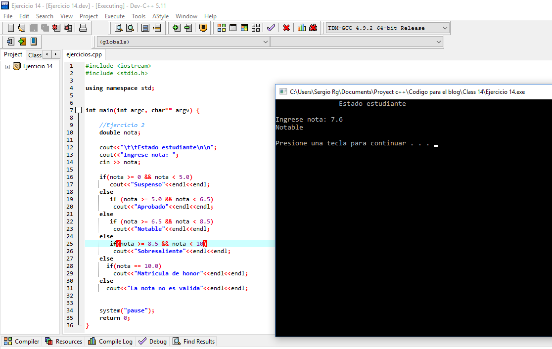 5 Ejercicios prácticos resueltos if, while, do while, for, switch en c++
