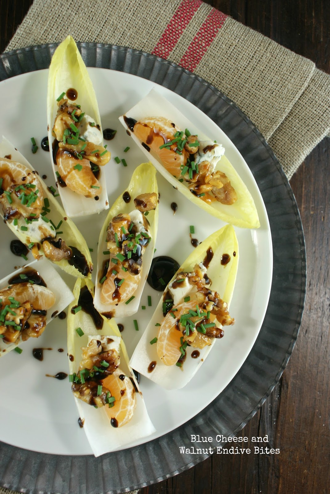 Authentic Suburban Gourmet Blue Cheese and Walnut Endive Bites