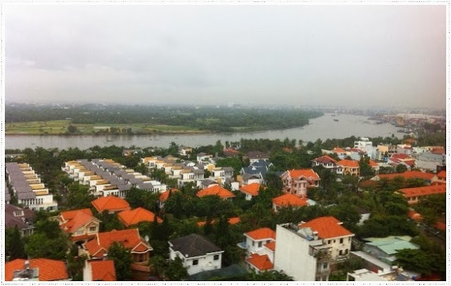Beautiful river view through the window Beautiful river view through the window
