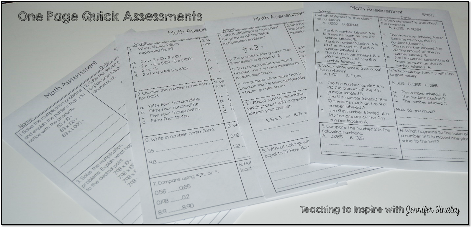 Math Common Core Assessments Teaching with Jennifer Findley