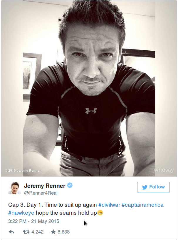 Джереми Реннер запостил твит