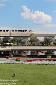 monorail driving through Epcot, World Showcase, Growing Up Disney