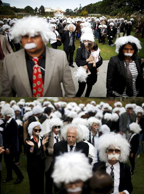 Wow, Lebih Dari 300 Fans Mirip Albert Einstein Pecahkan Rekor bagi Amal