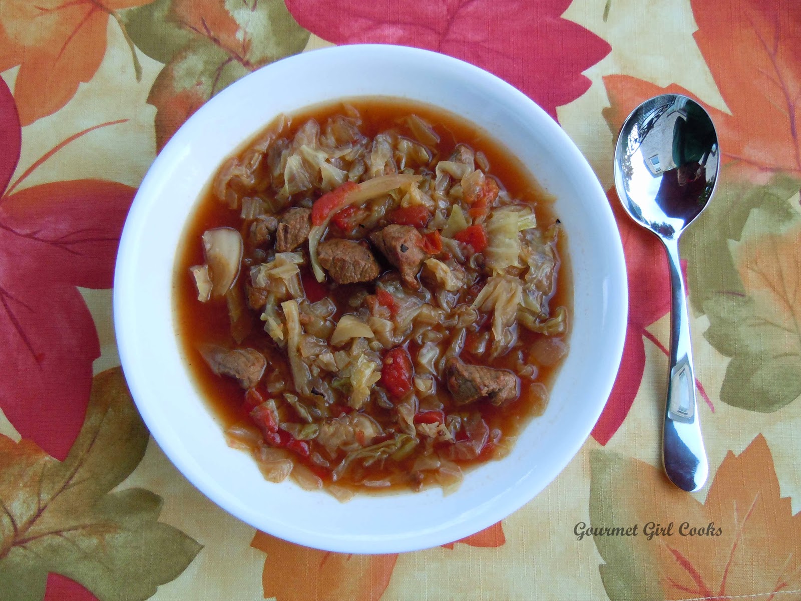 Gourmet Girl Cooks Spicy Beef & Cabbage Soup Slow Cooker