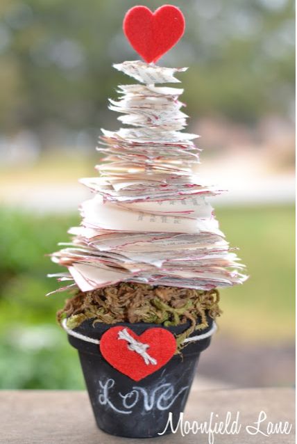 Valentine's Day Book Page Tree