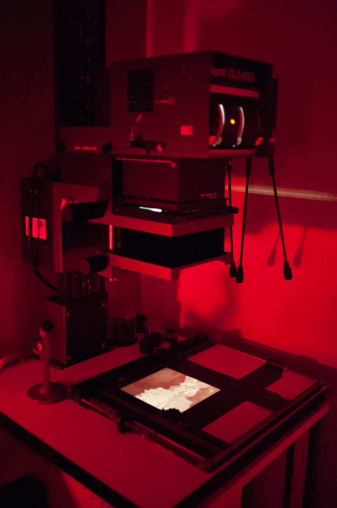 4x5 B&W film enlarger Dark room photography, Large format photography