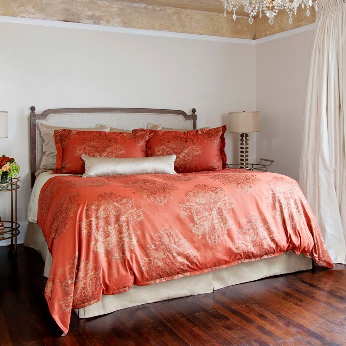Elegant Terracotta Red & Gold Bedding St Geneve Fiorella Terracotta