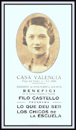 1930.- Filo Castelló Lloret. Cantante lírica del "Teatro de la Casa Valencia" de Barcelona.