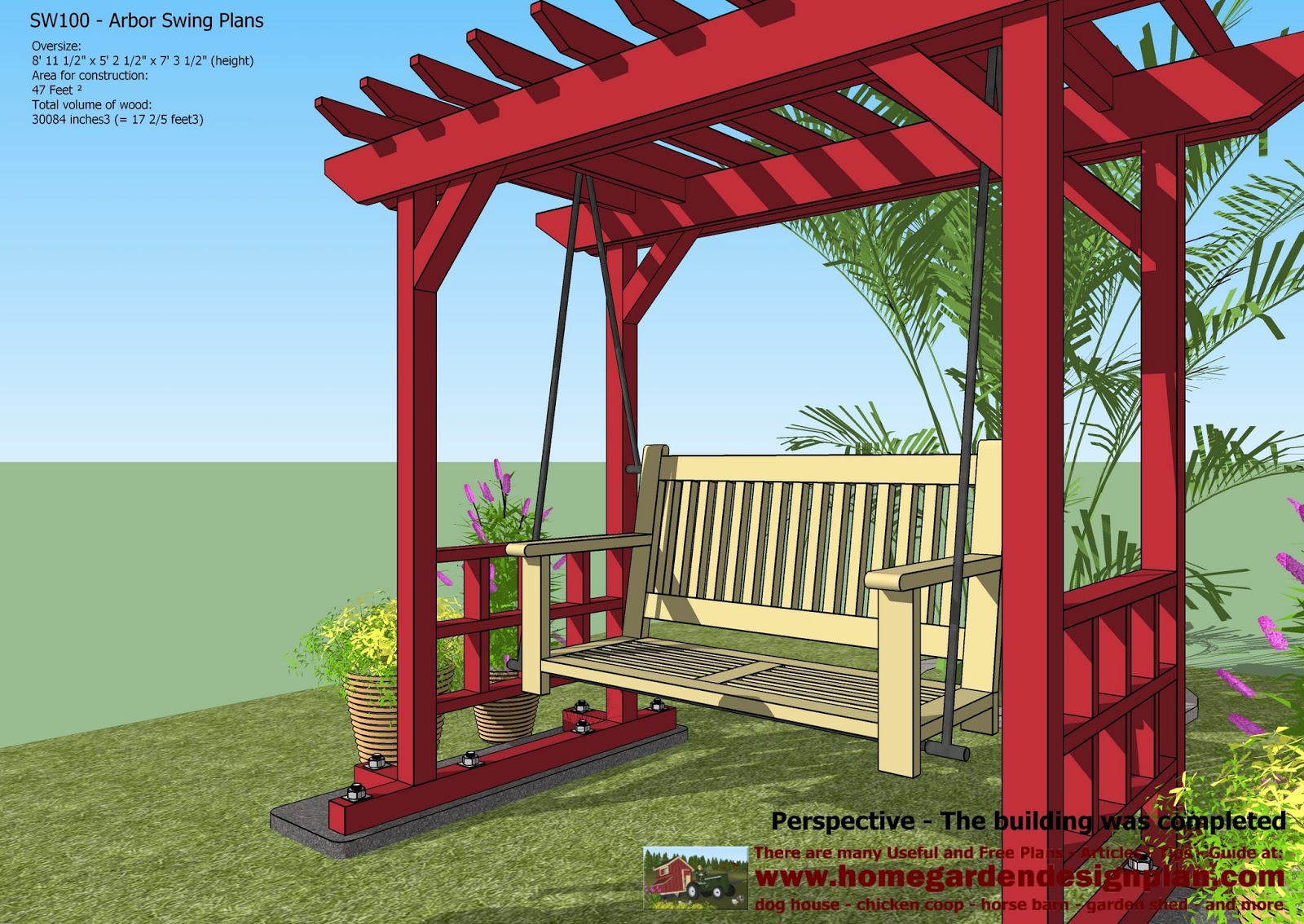home garden plans: SW100 - Arbor Swing Plans - Swing Woodworking Plans 