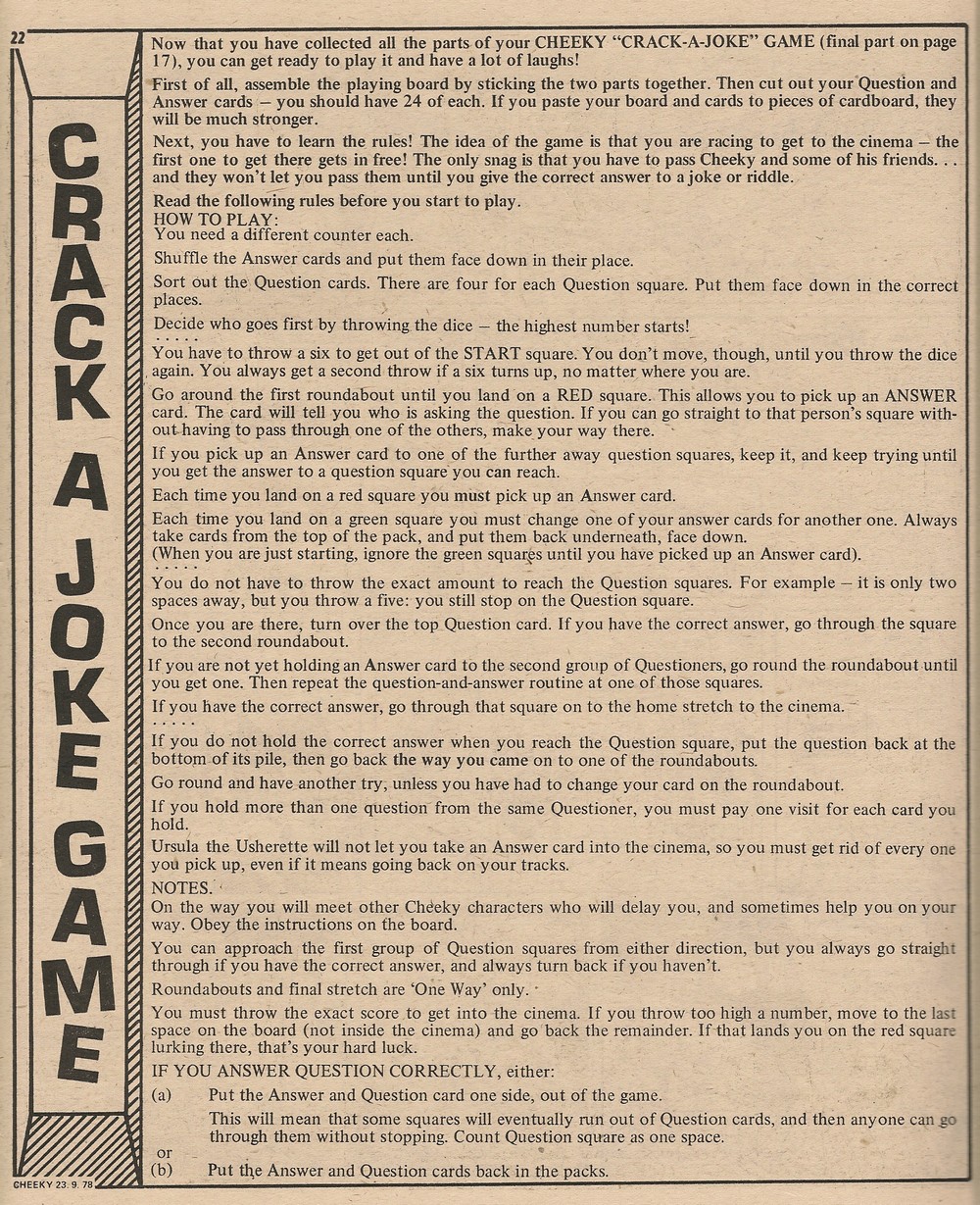 Cheeky Weekly The CutOut Features CrackAJoke Game