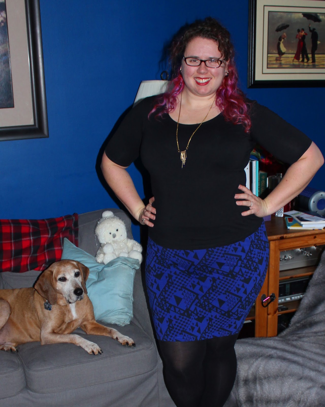 What Mama Wears Black and Blue Outfit Rework