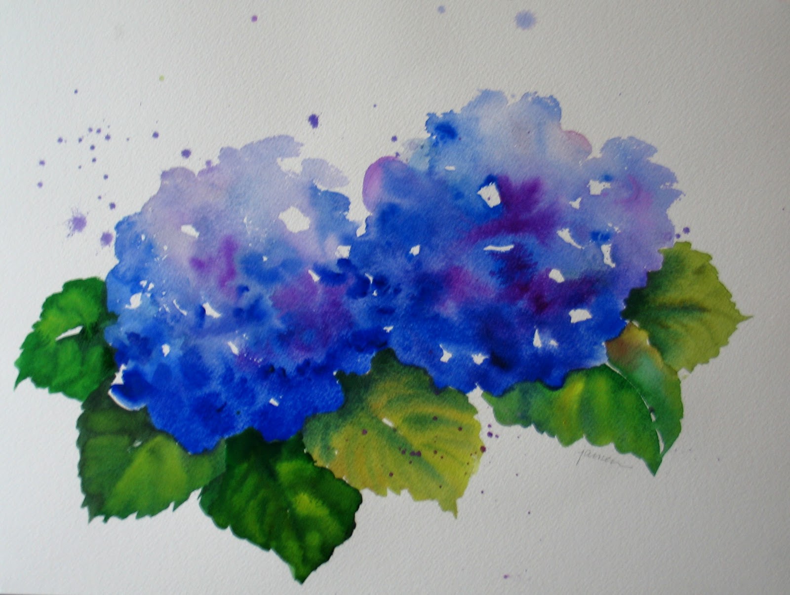 Nel's Everyday Painting Hydrangea Watercolors SOLD