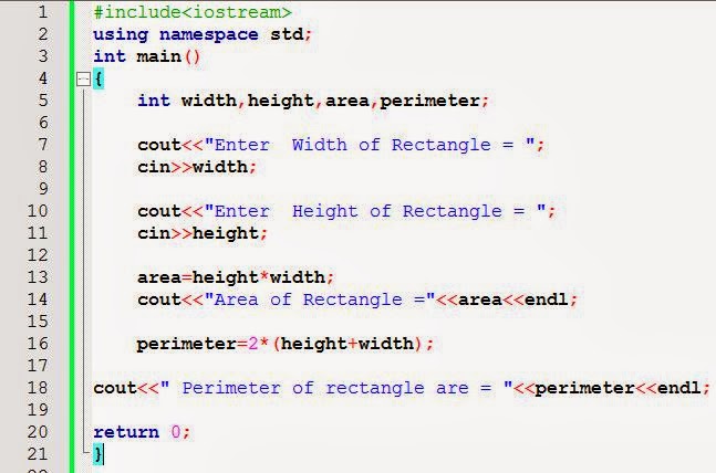 Write A Program To Calculate Area Of Rectangle In C