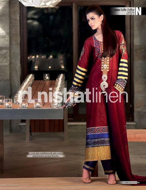 Nishat Linen Chiffon Lawn Eid Range 2013-14 For Ladies