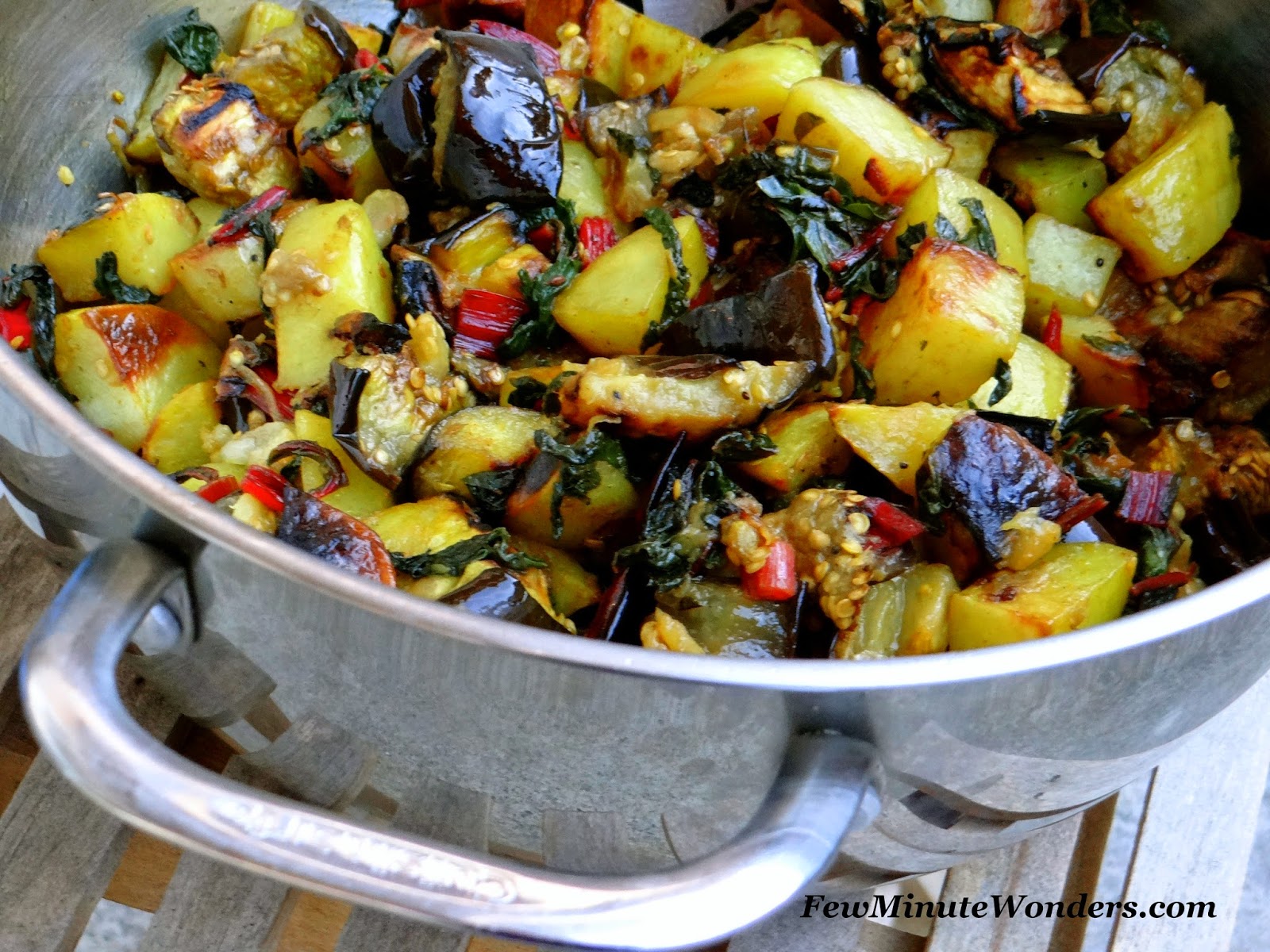 Roasted Potato and Eggplant With Swiss Chard Few Minute Wonders
