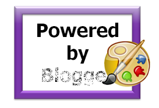 picture of Powered by Blogger being painted over, with a purple picture frame border