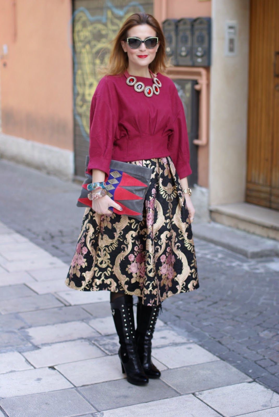 Russian doll trend, Valentines day wishes, baroque roses midi skirt, Fashion and Cookies fashion blog, fashion blogger